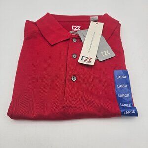 Cutter and Buck CB Dry Tec Luxe Red Golf Polo Comfort Quick Dry SS Shirt L NWT